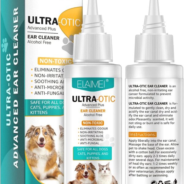 Ear Cleaner Drops for Dogs & Cats, Soothing Ear Cleaning Solution for Itchy Ears, Supports Relief from Head Shaking & Dog Ear Wax Build Up - 50ml