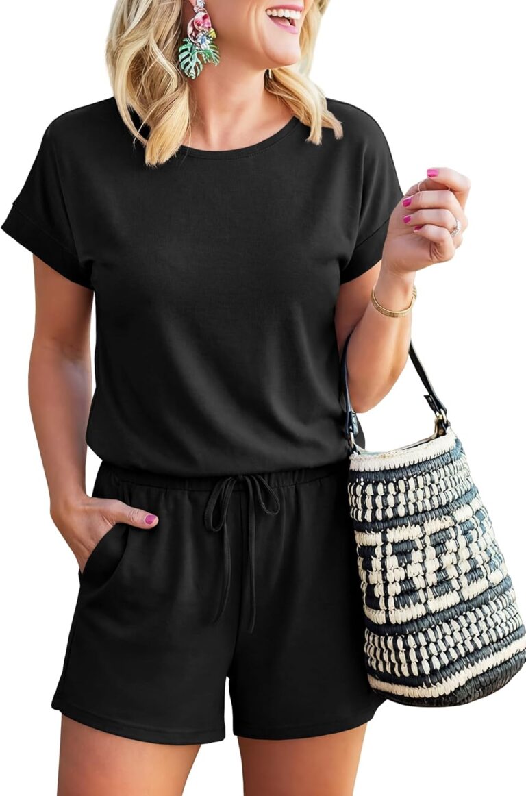 ANRABESS Rompers for Women Summer 2026 Casual Dressy One Piece Tshirt Short Pants Jumpsuit Beach Vacation Outfit Clothes