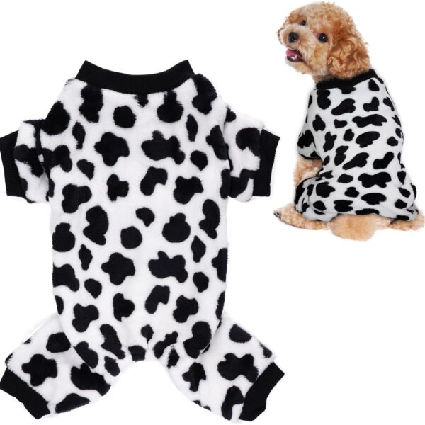 choyaxo Dog Cow Print Pajamas Puppy Jumpsuit for Everyday Pet Outfit
