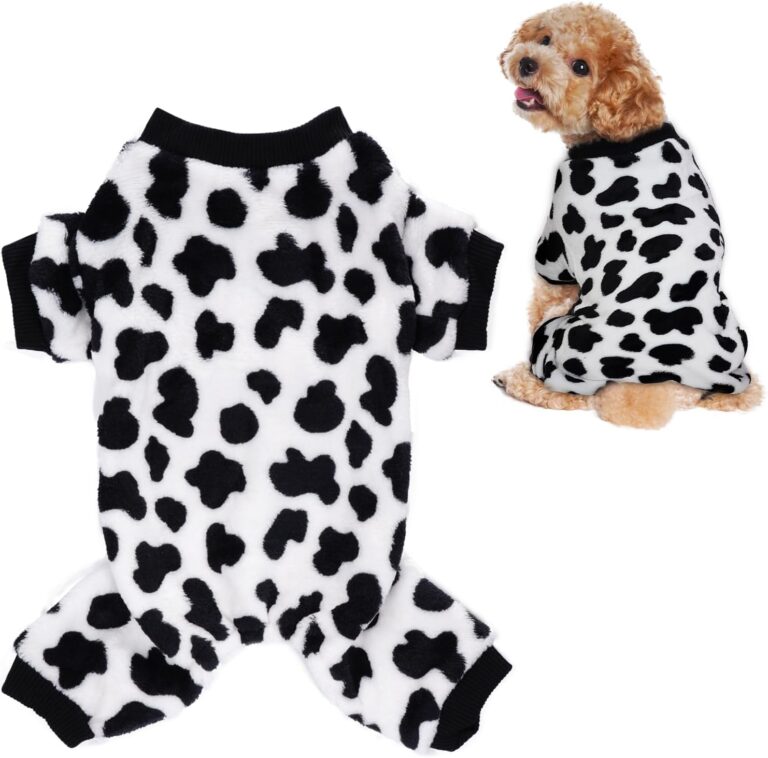 choyaxo Dog Cow Print Pajamas Puppy Jumpsuit for Everyday Pet Outfit