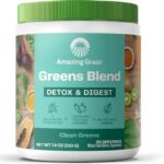Amazing Grass Greens Blend Detox & Digest: Cleanse with Super Greens Powder, Beet Root Powder, Digestive Enzymes, Prebiotics & Probiotics, Clean Green, 30 Servings (Packaging May Vary)