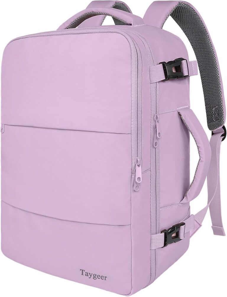 Taygeer Travel Backpack for Men Women, Airline Approved Underseat Personal Item with 17.3 inch Laptop Compartment, TSA Friendly Mochila for Business Hiking Weekend, Carry On Backpack, Orchid Purple