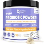 NATURE TARGET Probiotics for Dogs - Dog Probiotics, Plus Prebiotic, Digestive Enzymes, Fiber, Support Gut, Immune Health, 6 Billion CFU Dog Probiotic Powder, Relieve Diarrhea, Loose Stool, 90 Scoops