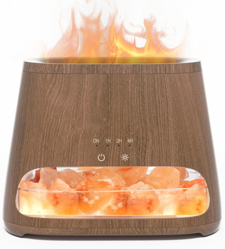 SALKING 2-in-1 Himalayan Salt Lamp Diffuser, Cool Mist Humidifier, Aromatherapy & Himalayan Salt Therapy, 100% Pure Himalayan Salt, Ultrasonic Essential Oil Diffuser with Ambient Glow, 150ml (Dark)