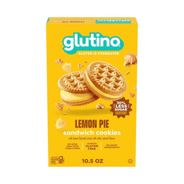 Glutino Gluten Free Lemon Pie Flavored Sandwich Cookies, Gluten Free Snacks, 10.5 oz.
