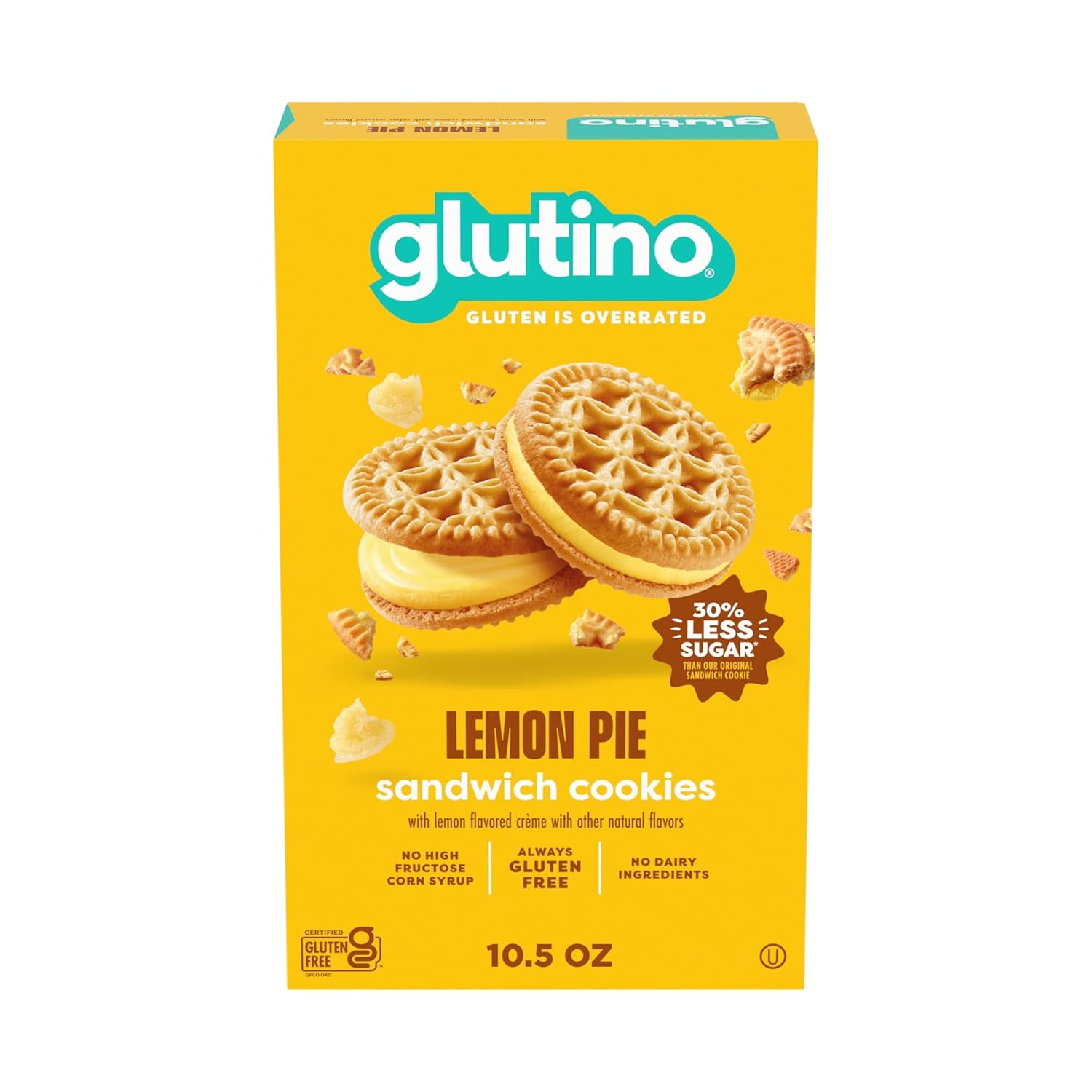 Glutino Gluten Free Lemon Pie Flavored Sandwich Cookies, Gluten Free Snacks, 10.5 oz. Glutino Gluten Free Lemon Pie Flavored Sandwich Cookies, Gluten Free Snacks, 10.5 oz.
