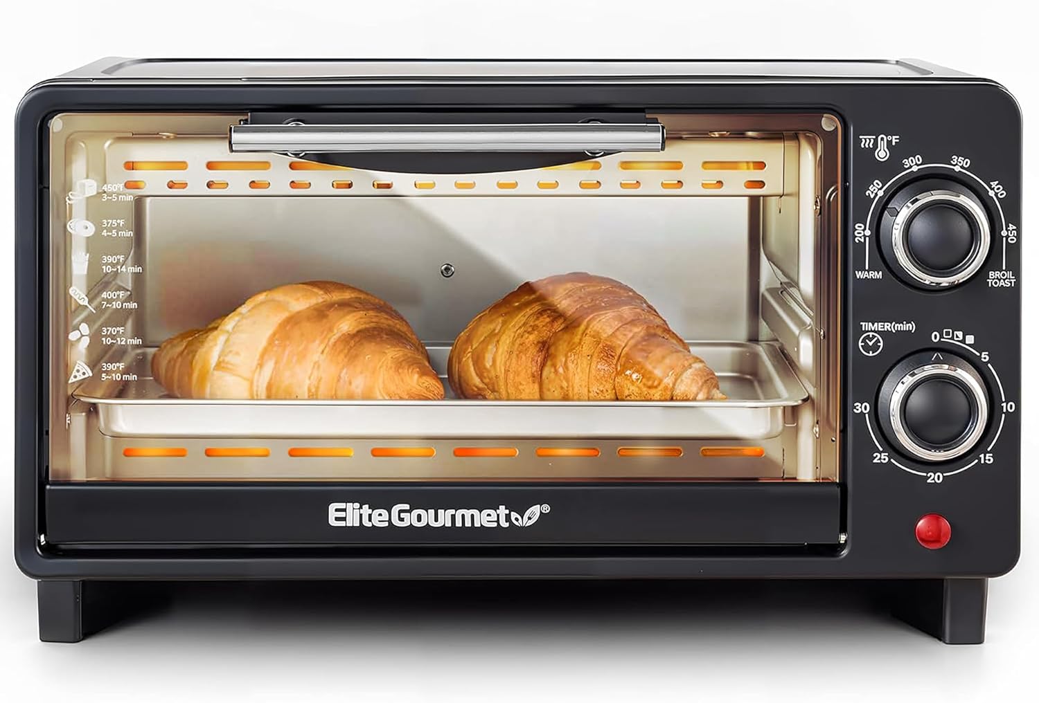 Elite Gourmet ETO490 9L/4 Slice Countertop Toaster Oven with 30-Minute Timer, Adjustable Temperature Control, Includes Baking Pan and Wire Rack, Bake, Broil, Toast, Black Elite Gourmet ETO490 9L/4 Slice Countertop Toaster Oven with 30-Minute Timer, Adjustable Temperature Control, Includes Baking Pan and Wire Rack, Bake, Broil, Toast, Black