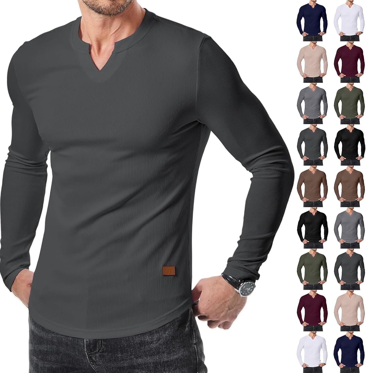 V Neck Long Sleeve Shirts for Men Tapered Henley Cotton T-Shirts Pullover Slim Fit Muscle Longline Ribbed Tee Shirts V Neck Long Sleeve Shirts for Men Tapered Henley Cotton T-Shirts Pullover Slim Fit Muscle Longline Ribbed Tee Shirts