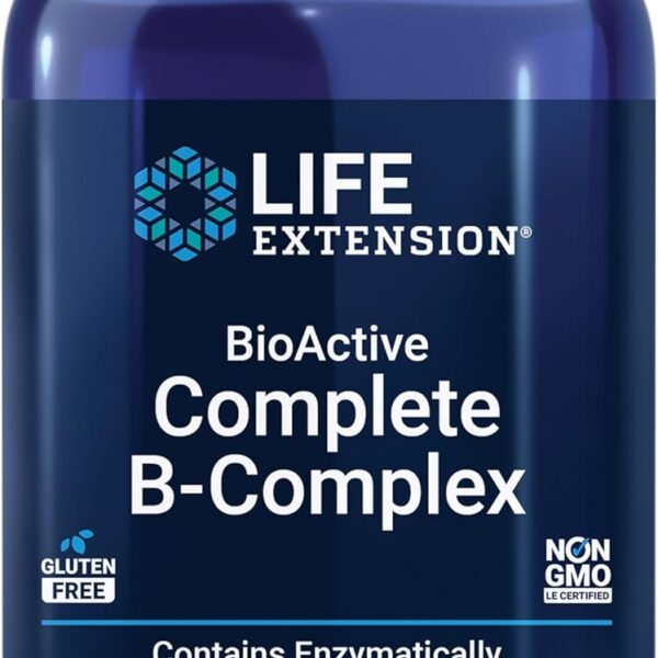 Life Extension BioActive Complete B-Complex, Heart, Brain and Nerve Support, Healthy Energy, Metabolism, Complete B Complex, 60 Vegetarian Capsules