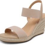 DREAM PAIRS Womens Open Toe Espadrilles Dressy Platform Sandals Slip on Elastic Ankle Strap Wedges Sandals