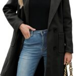 Bankeng Women Winter Wool Blend Camel Mid-Long Coat Notch Double-Breasted Lapel Jacket Outwear
