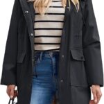 SaphiRose Women's Waterproof Rain Jacket Long Raincoat Hooded Windbreaker Trench Coat