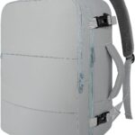 Taygeer Carry On Backpack for Men Women, Travel Backpack with Water Bottle Pocket & Shoe Pouch, Laptop Mochila 17.3inch Flight Approved, College Teacher Tote Bag for Business Travel, Grey