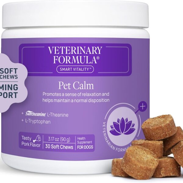 Veterinary Formula Smart Vitality Pet Calm Supplement for Dogs - Soft Chews, 30ct - Promotes a Sense of Relaxation During Moments That May Cause Stress - Fireworks, Travel, Changes in Routine