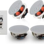 Herdio 6.5'' Bluetooth in Wall in Ceiling Speakers 600W 2-Way Flush Mount Speakers System with Wall Amplifier Receiver for Home Theater Office (2Pairs, Paintable-Grille)