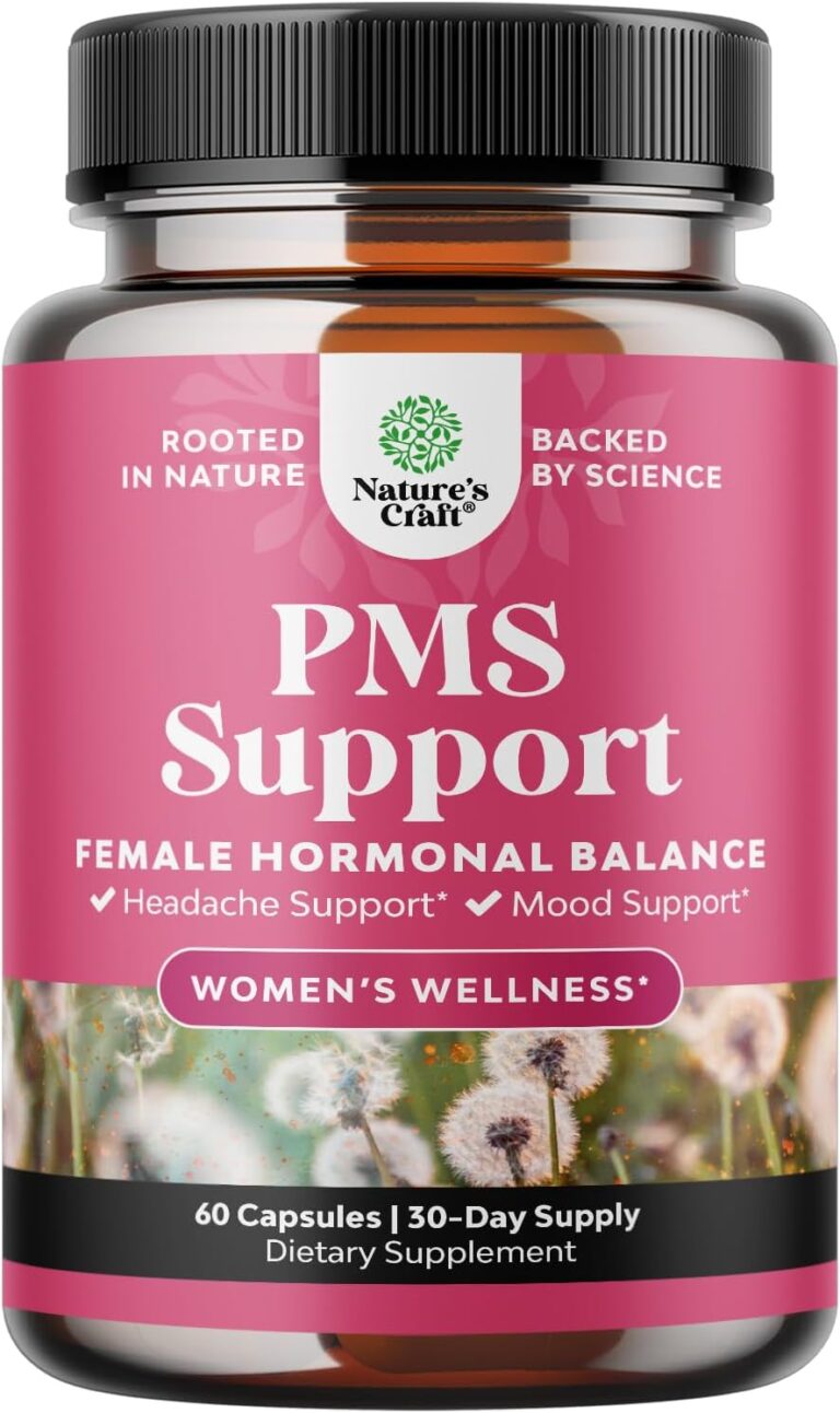 PMS Support Supplement for Women  Hormone Balance for Women & Menstrual Discomfort with DIM, Chasteberry, Black Cohosh & Ashwagandha - for Period Cramps Ease, Menopause Bloating, Mood Swing  60 Ct