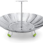 Steamer Basket, 3rd Generation Stainless Steel Vegetable Steamer with Extendable Handle for Cooking Food, Folding & Expandable Veggie Steam Insert, Fit Various Size Instant Pot (5.5" to 9")