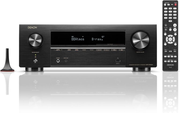Denon AVR-X1800H 7.2 Channel AV Stereo Receiver - 80W/Channel, Wireless Streaming via Built-in HEOS, WiFi, & Bluetooth, Supports Dolby Vision, HDR10+, Dynamic HDR, & Home Automation Systems