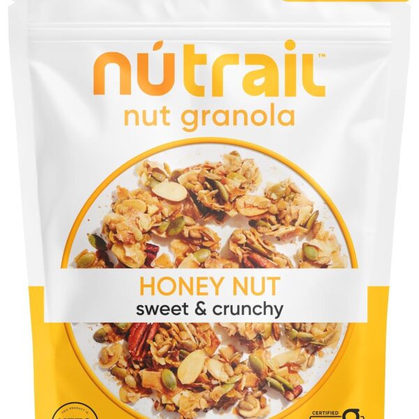 NuTrail Nut Granola Cereal, Honey Nut, No Sugar Added, Keto, Low Carb, Gluten Free, Grain Free, Healthy Breakfast 8 oz. 1 Count