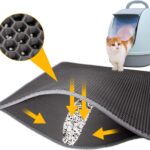 LeToo Cat Litter Mat Grey Trapping for Litter Box, No Slip & Large, Urine & Waterproof, Honeycomb Double Layer Anti Tracking Kitty Mats, No Phthalate, Washable Easy Clean (24" x 15", Grey)