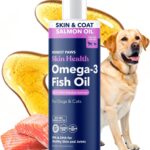 Honest Paws Salmon Oil for Dogs & Cats  Omega 3 Fish Oil Supplement for Skin, Coat, Joint & Heart Health  Natural, Sustainably Sourced Wild Alaskan Salmon, 16 oz