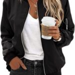 Zeagoo Women's Bomber Jacket Casual Coat Zip Up Spring Fall Clothes with Pockets S-XXL