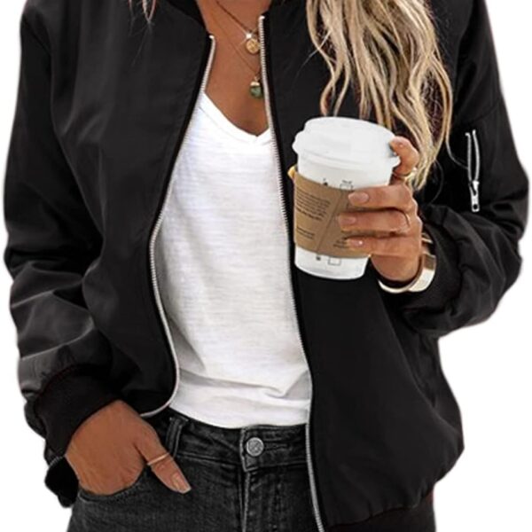 Zeagoo Women's Bomber Jacket Casual Coat Zip Up Spring Fall Clothes with Pockets S-XXL
