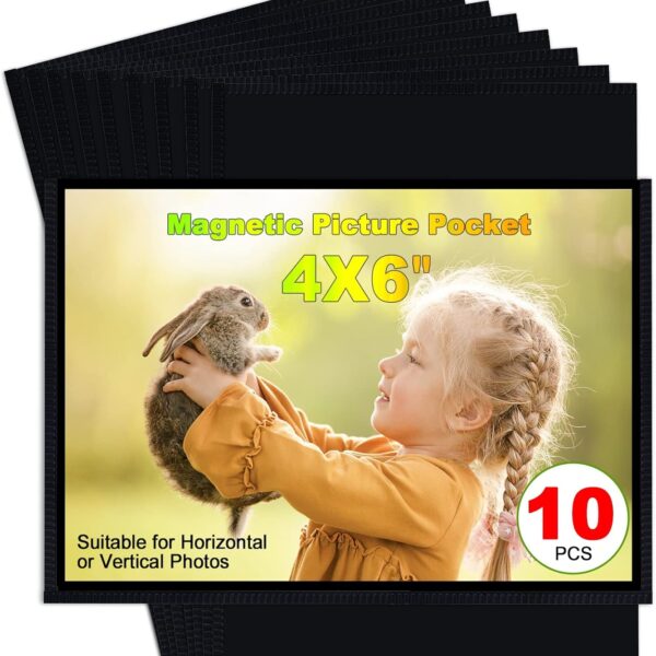 Black Magnetic Picture Frame 4X6 for Refrigerator,Photo Magnets Sleeves