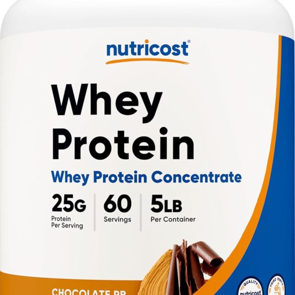 Nutricost Whey Protein Concentrate (Chocolate Peanut Butter) 5LBS - Gluten Free & Non-GMO