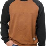 Men's Fall Crewneck Sweatshirts Patchwork Long Sleeve Geometric Texture Casual Pullover Shirt
