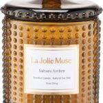LA JOLIE MUSE Sahara Amber Scented Candle | Bergamot, Clove & Amber | 10 oz Soy Candle | Natural Soy Wax | 55 Hours Clean Burn | Gift-Ready for Cozy Nights | Elevated Home Dcor