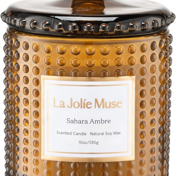 LA JOLIE MUSE Sahara Amber Scented Candle | Bergamot, Clove & Amber | 10 oz Soy Candle | Natural Soy Wax | 55 Hours Clean Burn | Gift-Ready for Cozy Nights | Elevated Home Dcor