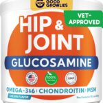 Glucosamine for Dogs Hip & Joint Supplement - Chondroitin, Omega-3, MSM - Joint Health & Pain Relief - Senior & Large Dogs - Made in USA - 120 Mobility Chews