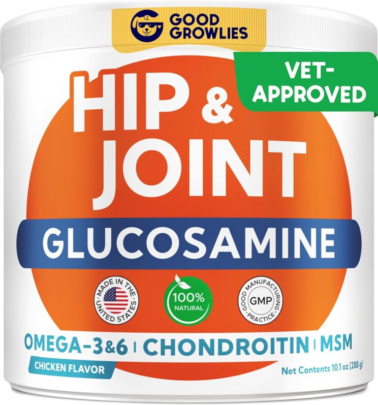 Glucosamine for Dogs Hip & Joint Supplement - Chondroitin, Omega-3, MSM - Joint Health & Pain Relief - Senior & Large Dogs - Made in USA - 120 Mobility Chews