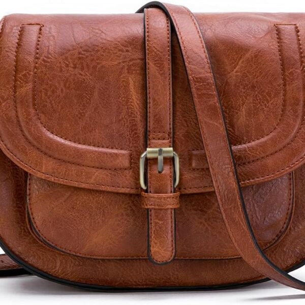AFKOMST Crossbody Bags for Women,Small Saddle Purse and Boho Cross Body Handbags,Vegan Leather