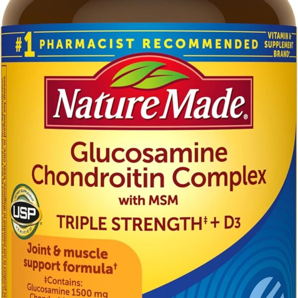 Nature Made Glucosamine Chondroitin Complex with MSM, Dietary MSM Glucosamine Chondroitin Supplement for Joint Support, 120 Caplets, 60 Day Supply