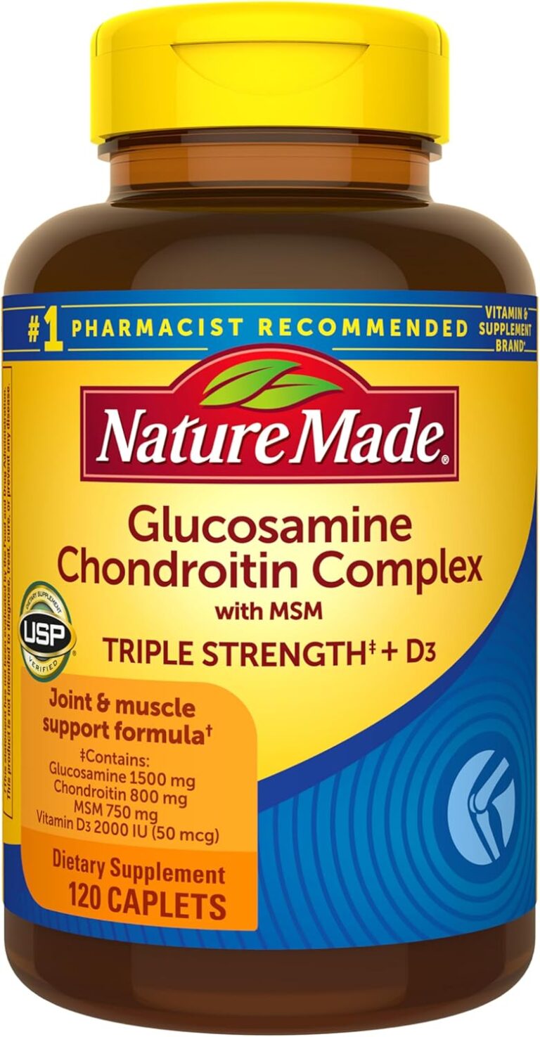 Nature Made Glucosamine Chondroitin Complex with MSM, Dietary MSM Glucosamine Chondroitin Supplement for Joint Support, 120 Caplets, 60 Day Supply