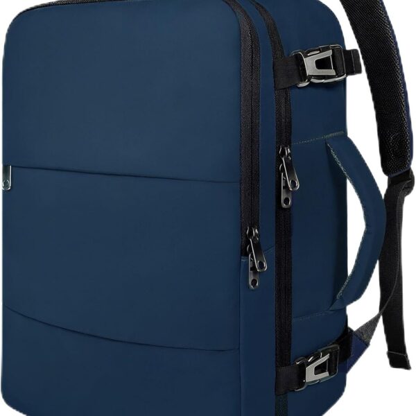 Taygeer Carry On Backpack, 35L Travel Backpack for Women Airline Approved, Laptop Bag with Water Bottle Pocket & Shoe Pouch, Personal Item Mochila for College Business Trip Weekender, Dark Blue