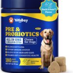 Probiotics for Dogs - Dog Probiotics for Digestive Health, Yeast, Itchy Skin, Gut Health, Immune & Skin - 6 Billion CFUs, 180 Soft Chews, Duck & Pear Flavor - with Prebiotics & Digestive Enzymes