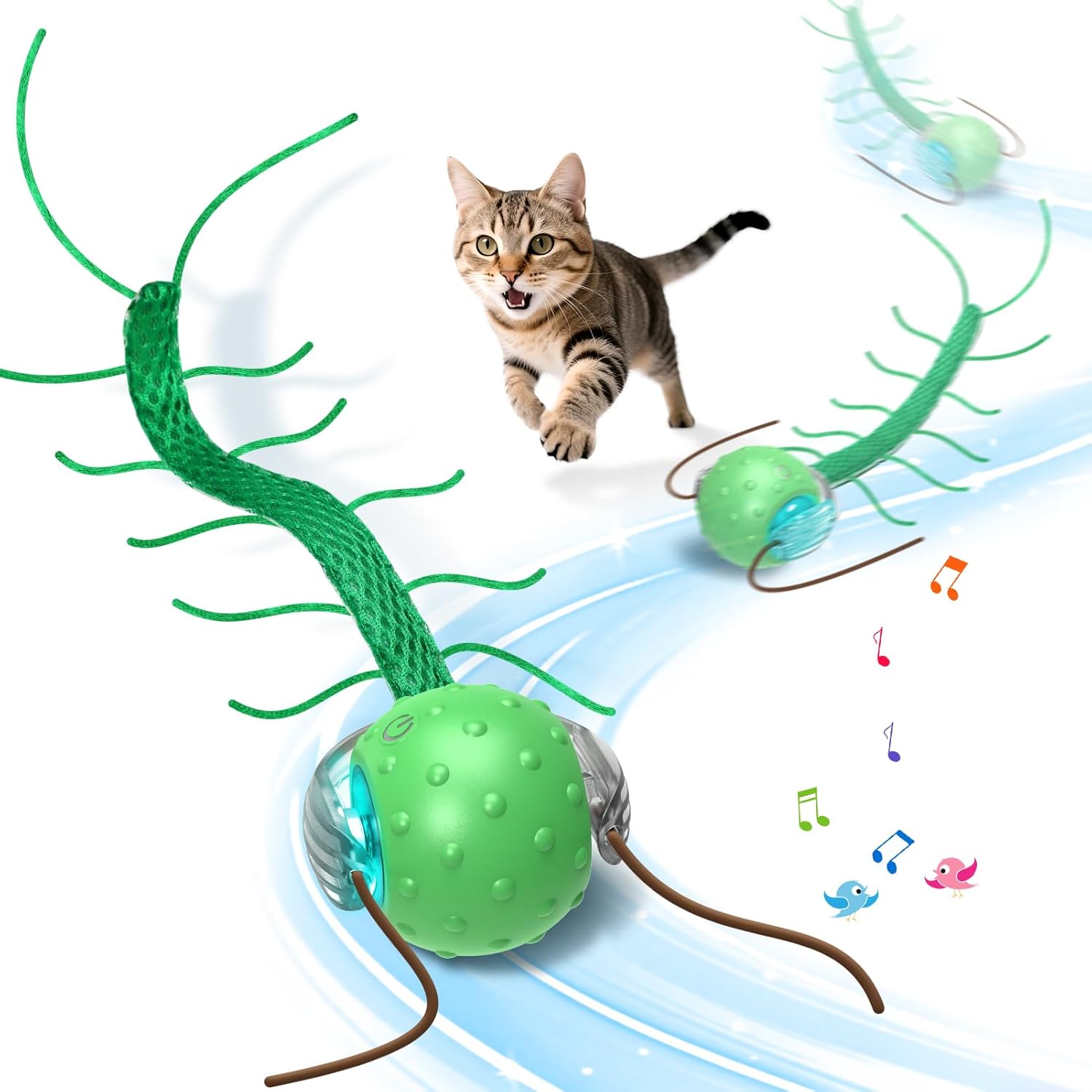 Interactive Cat Toys for Bored Cats, with Chirping, Centipede Motion Wake-up Super Motor Cat Ball on Rug Interactive Cat Toys for Bored Cats, with Chirping, Centipede Motion Wake-up Super Motor Cat Ball on Rug
