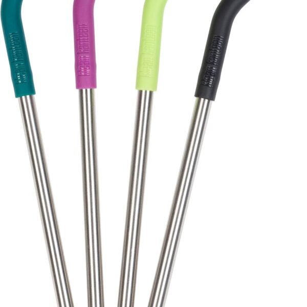 Klean Kanteen Straw 4-pack, Stainless Steel with Safe, Removable Silicone Tips - 8mm Diameter - Multi-Color, One Size (1005789)