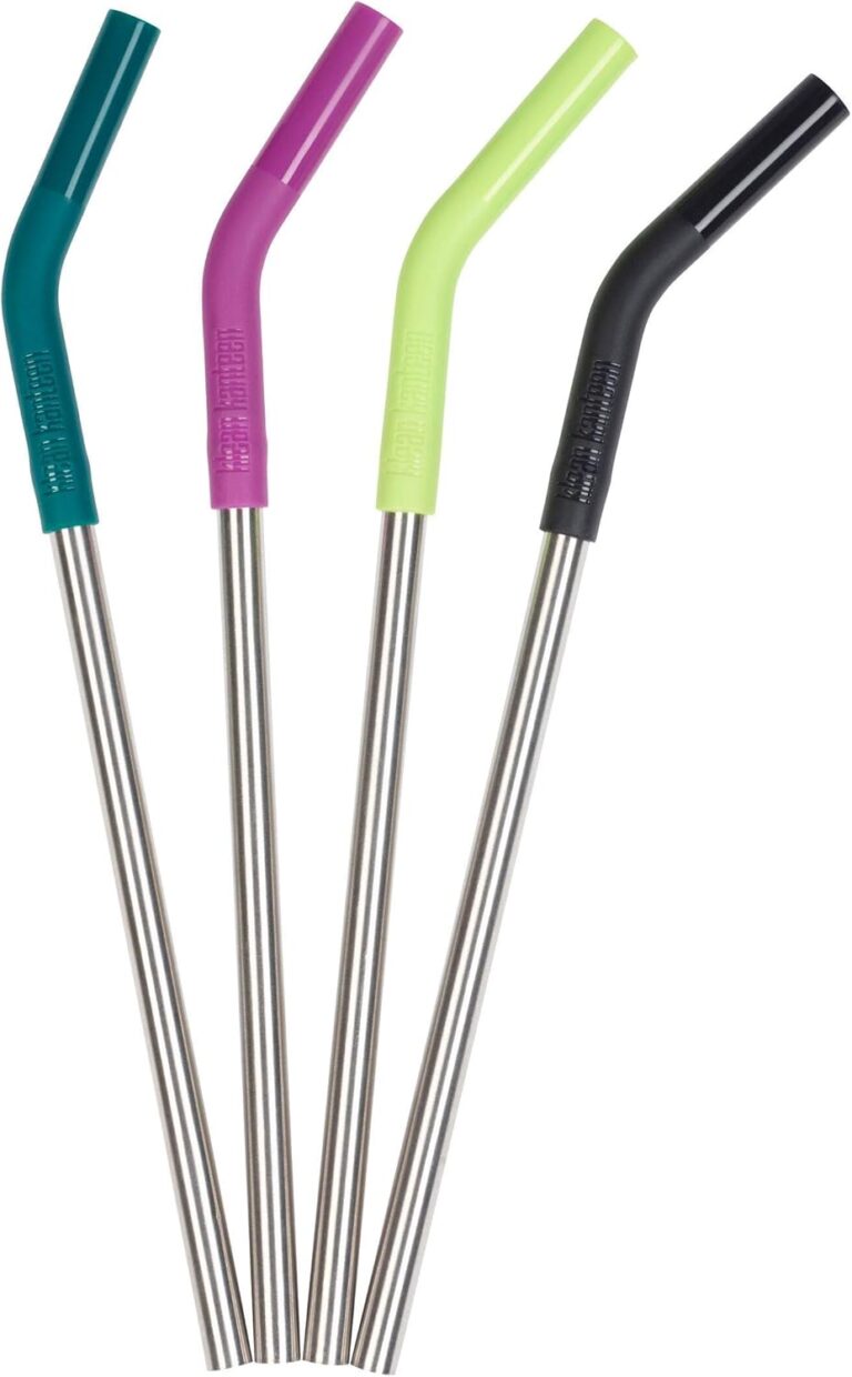 Klean Kanteen Straw 4-pack, Stainless Steel with Safe, Removable Silicone Tips - 8mm Diameter - Multi-Color, One Size (1005789)