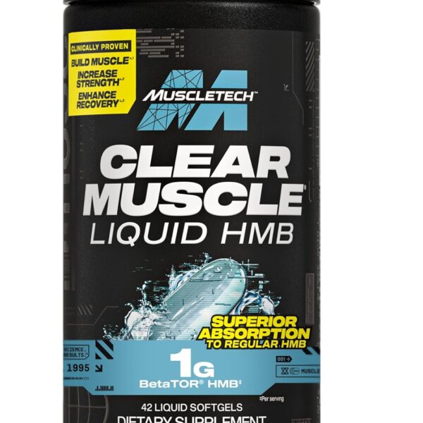 Muscletech HMB Supplements 1000mg, Clear Muscle (42 Liquid Softgels) - Highest Grade HMB for Lean Muscle & Recovery-HMB Free Acid Muscle Supplement-Help Decrease Muscle Breakdown - Packaging May Vary