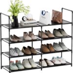 FIDUCIAL HOME 4 Tiers Shoe Rack Organizer 16-20 Pairs Stackable Shoe Storage Shelf Durable for Closet Entryway, Black