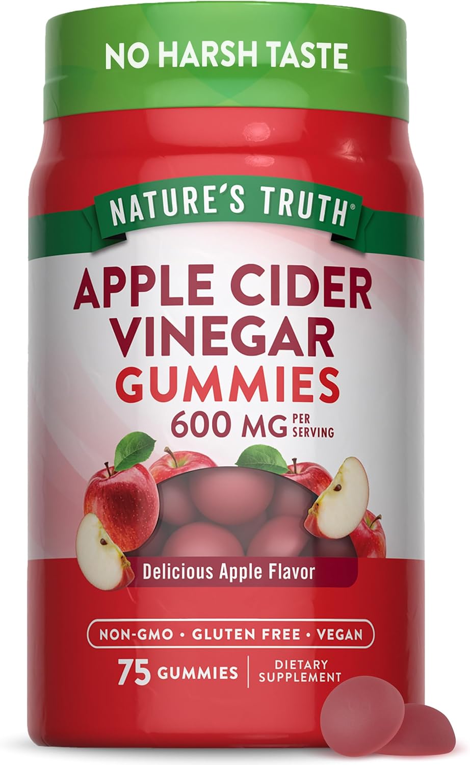 Nature's Truth Apple Cider Vinegar Gummies | 600 mg | 75 Gummies | Apple Flavor | Vegan, Non-GMO, Gluten Free Supplement Nature's Truth Apple Cider Vinegar Gummies | 600 mg | 75 Gummies | Apple Flavor | Vegan, Non-GMO, Gluten Free Supplement