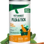 Vet's Best Natural Flea and Tick Wipes for Dogs  Natural Plant-Based Wipes for Flea and Tick Prevention  Certified Essential Oils  Pest Control for Kennels and Home Use  Made in USA  50 Count
