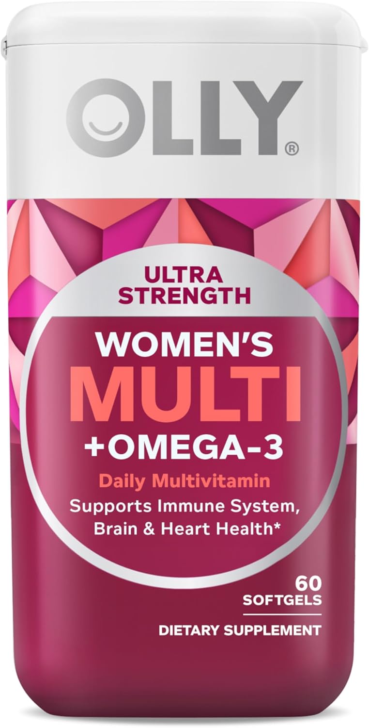 OLLY Ultra Women's Multi Softgels, Overall Health and Immune Support, Omega-3s, Iron, Vitamins A, D, C, E, B12, Daily Multivitamin, 30 Day Supply - 60 Count OLLY Ultra Women's Multi Softgels, Overall Health and Immune Support, Omega-3s, Iron, Vitamins A, D, C, E, B12, Daily Multivitamin, 30 Day Supply - 60 Count