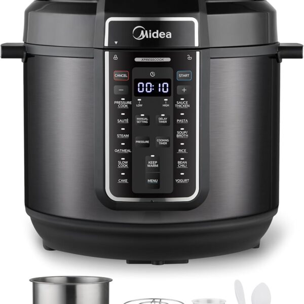 Midea 12-in-1 Electric Pressure Cooker, 8 Quarts, 12 Presets, Multi-Functional Programmable Slow Cooker, Rice Cooker, Steamer, Saut Pan, Yogurt Maker, and More, Stainless Steel