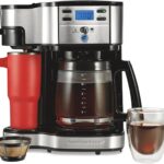 Hamilton Beach 2-Way Programmable Coffee Maker, 12 Cup Glass Carafe And Single Serve Coffee Maker, Black with Stainless Steel Accents, 49980RG