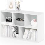 Furinno LUDER Book Shelf, 5-Cube Bookshelf, Reversible Bookcase, 9.4 x 19.5 x 31.5, for Living Room, Bedroom, Home Office, White